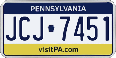 PA license plate JCJ7451