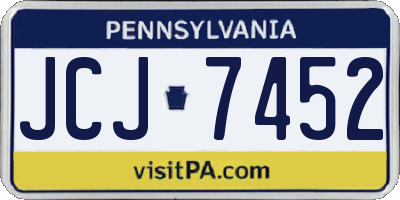 PA license plate JCJ7452