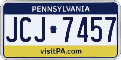 PA license plate JCJ7457
