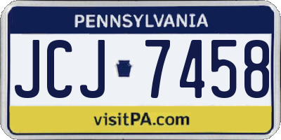 PA license plate JCJ7458