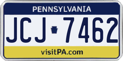 PA license plate JCJ7462