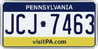 PA license plate JCJ7463