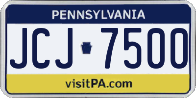 PA license plate JCJ7500
