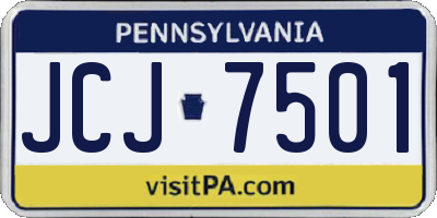 PA license plate JCJ7501