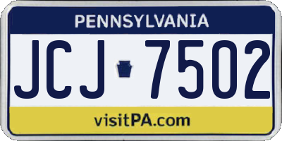 PA license plate JCJ7502