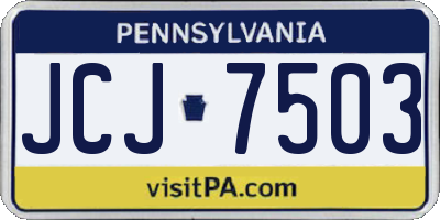 PA license plate JCJ7503