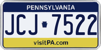 PA license plate JCJ7522