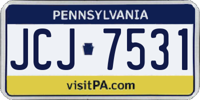 PA license plate JCJ7531