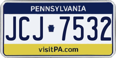 PA license plate JCJ7532