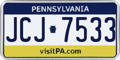PA license plate JCJ7533