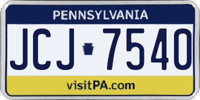 PA license plate JCJ7540