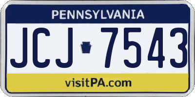 PA license plate JCJ7543