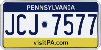 PA license plate JCJ7577