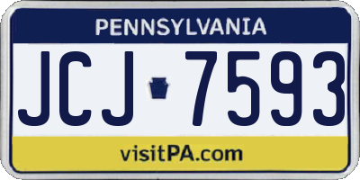 PA license plate JCJ7593