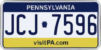 PA license plate JCJ7596