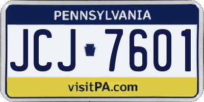 PA license plate JCJ7601