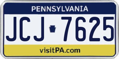 PA license plate JCJ7625