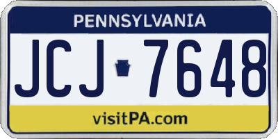 PA license plate JCJ7648