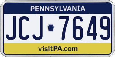 PA license plate JCJ7649