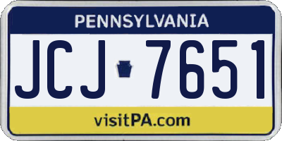 PA license plate JCJ7651
