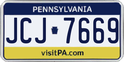 PA license plate JCJ7669