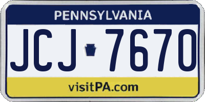 PA license plate JCJ7670