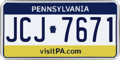 PA license plate JCJ7671
