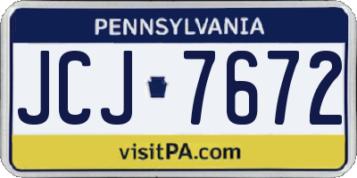 PA license plate JCJ7672