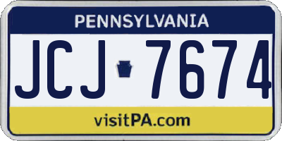 PA license plate JCJ7674