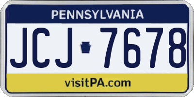 PA license plate JCJ7678