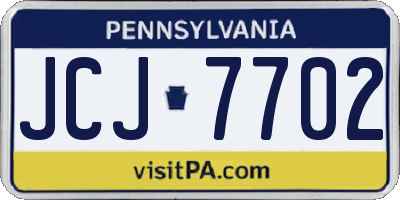 PA license plate JCJ7702