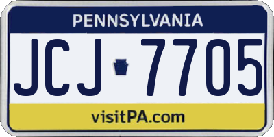 PA license plate JCJ7705