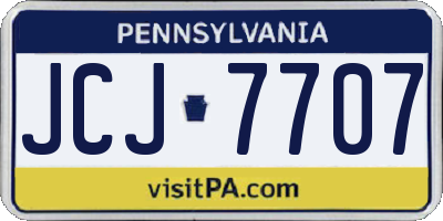 PA license plate JCJ7707