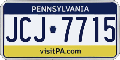 PA license plate JCJ7715