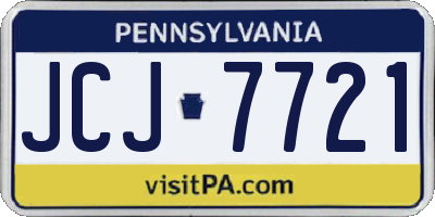 PA license plate JCJ7721