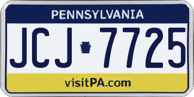 PA license plate JCJ7725