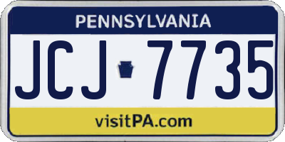 PA license plate JCJ7735