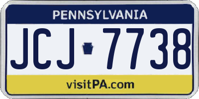 PA license plate JCJ7738