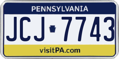 PA license plate JCJ7743