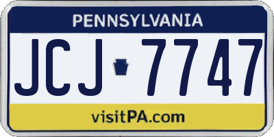 PA license plate JCJ7747