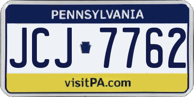 PA license plate JCJ7762