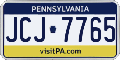 PA license plate JCJ7765