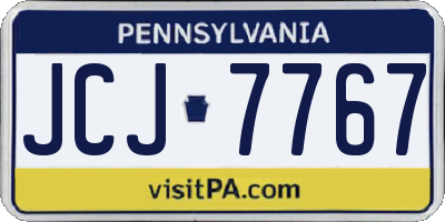 PA license plate JCJ7767