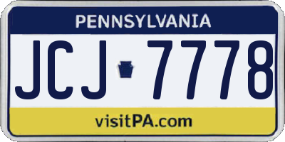 PA license plate JCJ7778