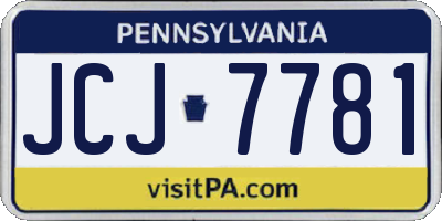 PA license plate JCJ7781