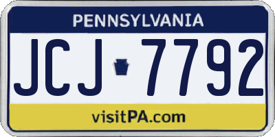 PA license plate JCJ7792