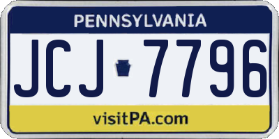 PA license plate JCJ7796