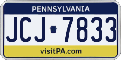 PA license plate JCJ7833