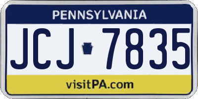 PA license plate JCJ7835