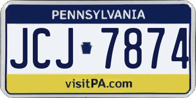 PA license plate JCJ7874